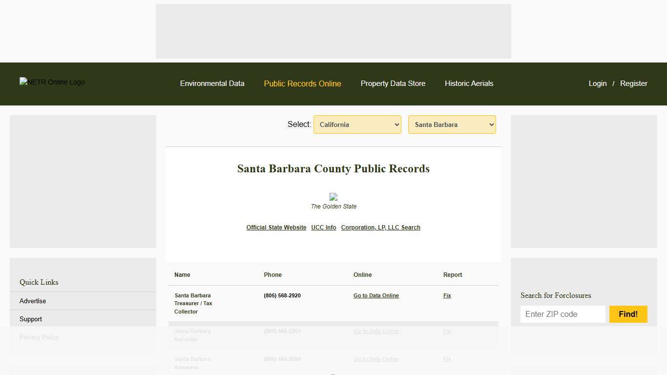 NETR Online • Santa Barbara • Santa Barbara Public Records, Search Santa Barbara Records, Santa Barbara Property Tax, California Property Search, California Assessor